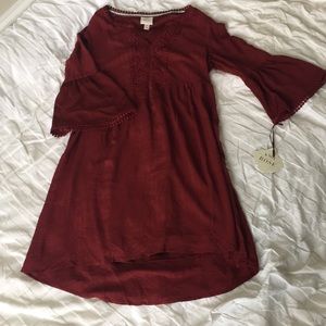 Crimson, Bell Sleeve Knox Rose dress